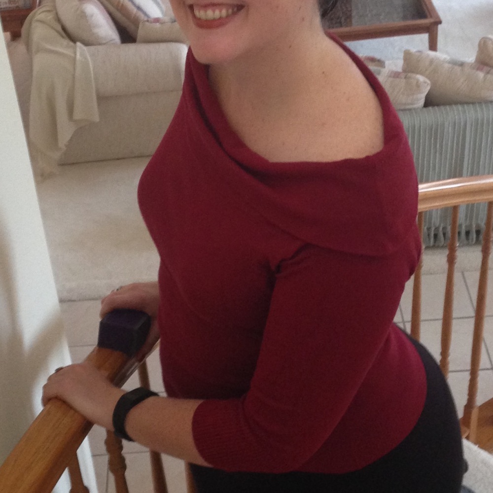 Ruby Red Boat-Neck/Off Shoulder Top - image 1